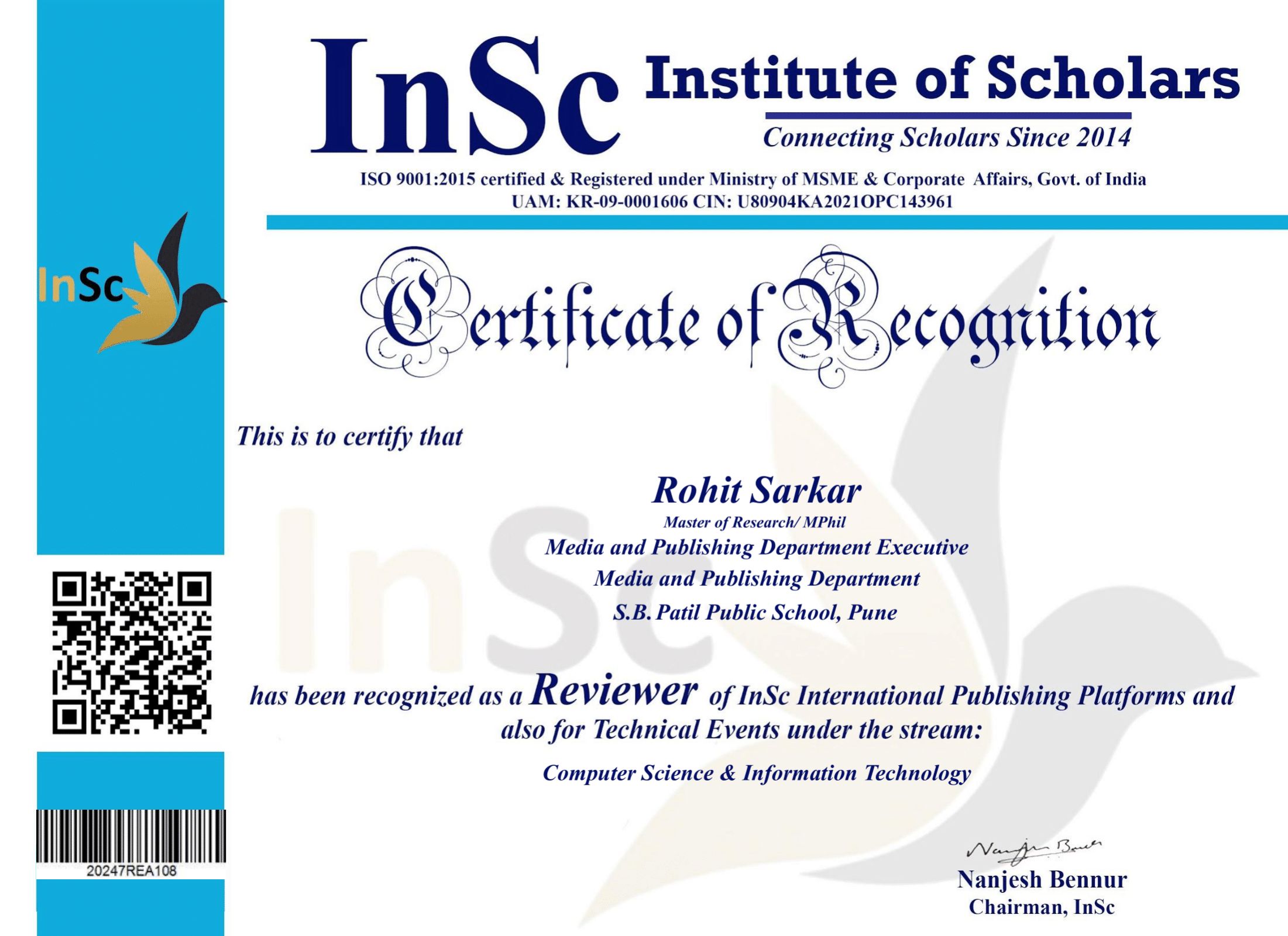 Winning the  InSc  Awards